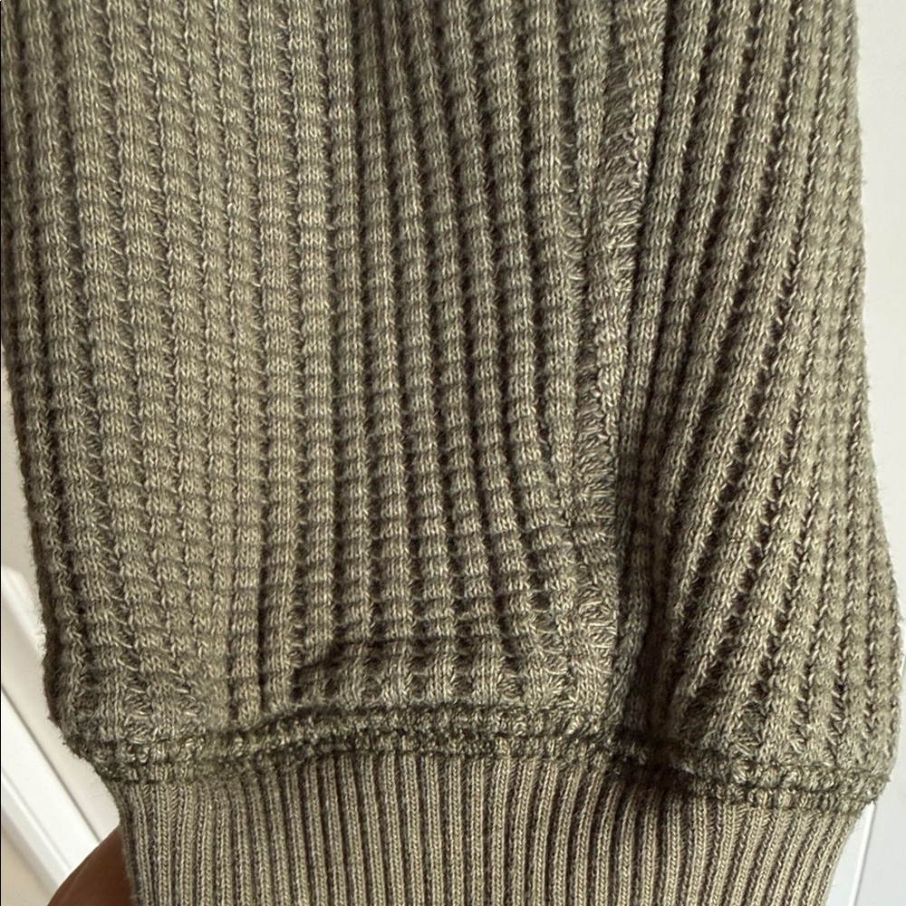 Aerie Waffle Henley Sweatshirt, Olive Green - Picture 4 of 4